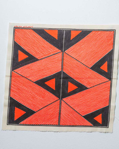 Grafismo em Tecido Preto Vermelho e Branco Asurini