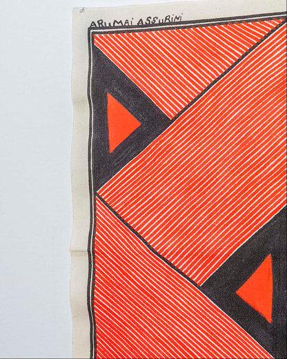 Grafismo em Tecido Preto Vermelho e Branco Asurini
