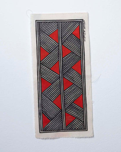 Grafismo em Tecido Preto Vermelho e Branco Asurini
