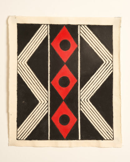 Grafismo em Tela  Preto e Vermelho Povo Yawalapiti