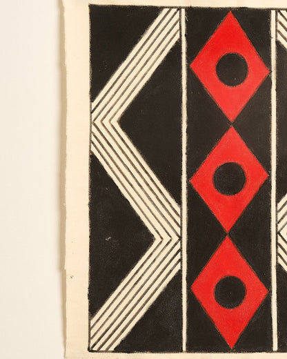 Grafismo em Tela  Preto e Vermelho Povo Yawalapiti