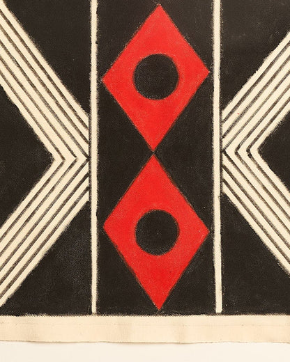 Grafismo em Tela  Preto e Vermelho Povo Yawalapiti