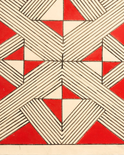 Grafismo em Tela  Preto e Vermelho Povo Yawalapiti