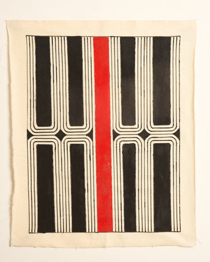 Grafismo em Tela  Preto e Vermelho Povo Yawalapiti