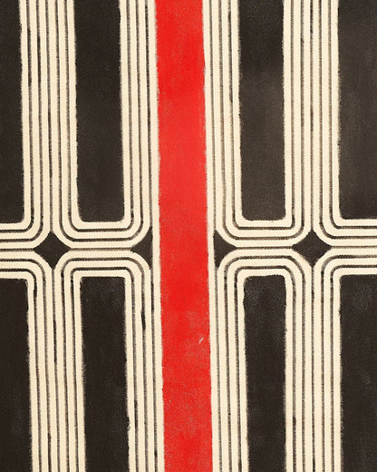 Grafismo em Tela  Preto e Vermelho Povo Yawalapiti
