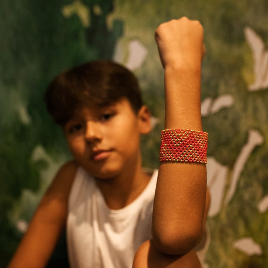 Pulseira Indígena Waura Miçanga Vermelha