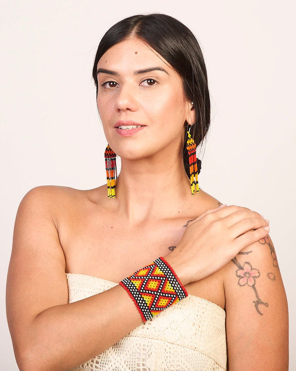 Pulseira de Miçanga Fio Elástico Povo Kamayurá