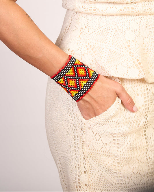 Pulseira de Miçanga Fio Elástico Povo Kamayurá
