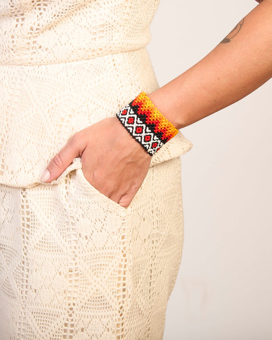 Pulseira de Miçanga Fio Elástico Povo Kamayurá