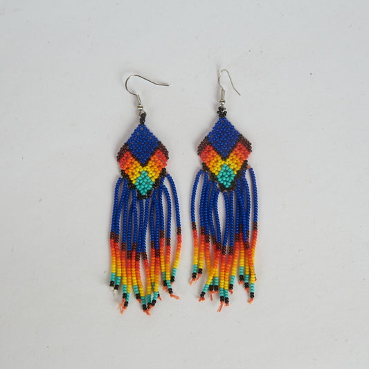 Brinco Azul Artesanal de Miçanga Kanela