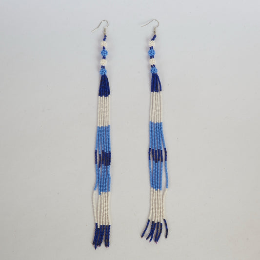 Brinco Azul Longo de Miçanga Kanela