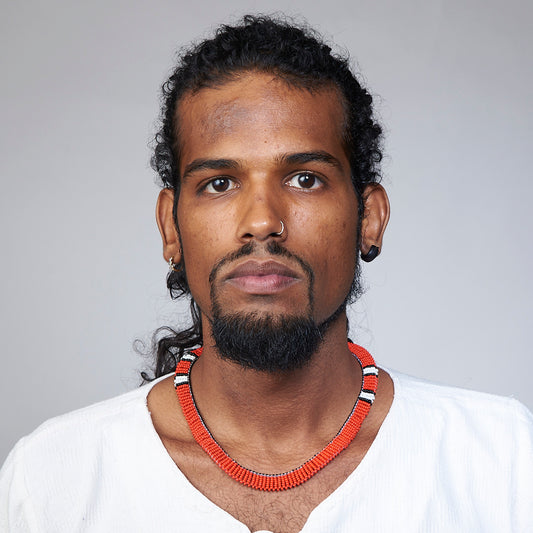 Colar Coral de Miçanga Povo Waura