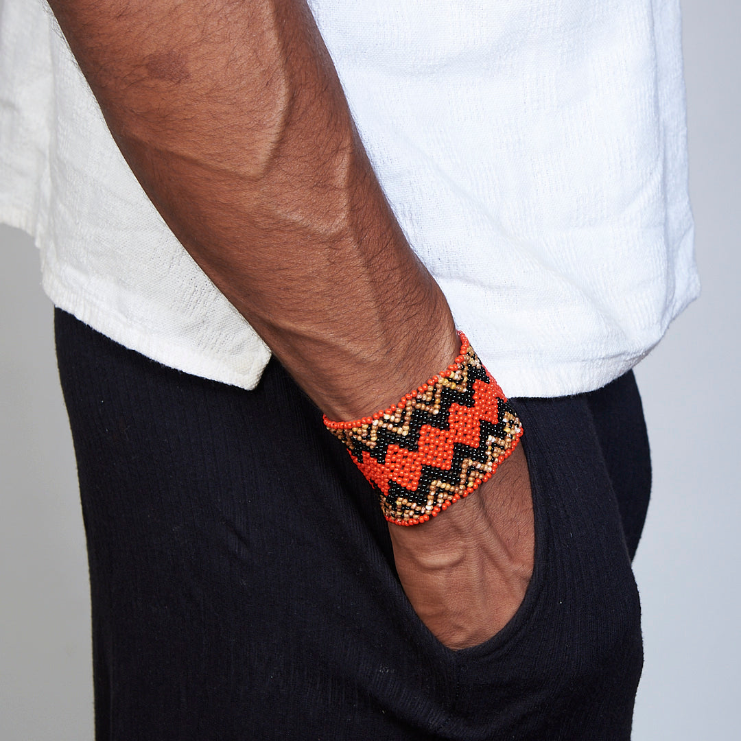 Pulseira de Miçanga Colorida fio Elástico Povo Waura