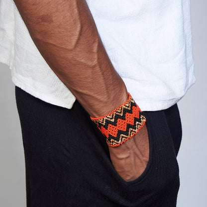 Pulseira de Miçanga Colorida fio Elástico Povo Waura