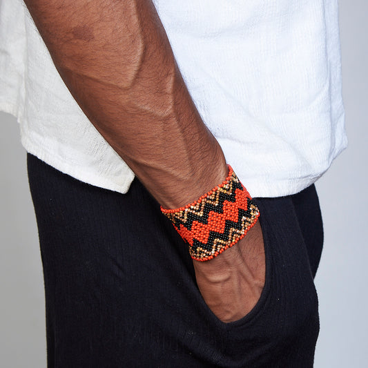 Pulseira de Miçanga Colorida fio Elástico Povo Waura