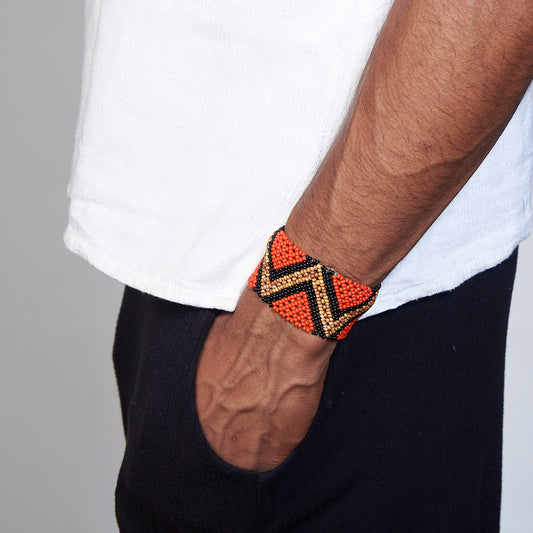 Pulseira de Miçanga Colorida fio Elástico Povo Waura