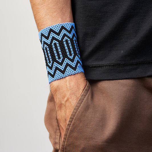 Pulseira de Miçanga Azul e Preto