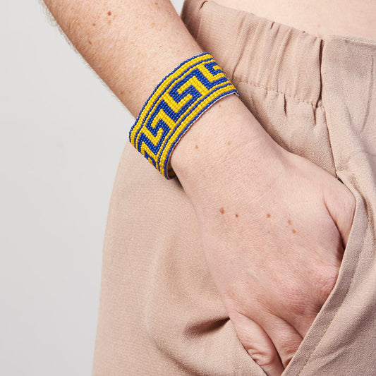 Pulseira de Miçanga Amarela e Azul  Ajustável Wayana