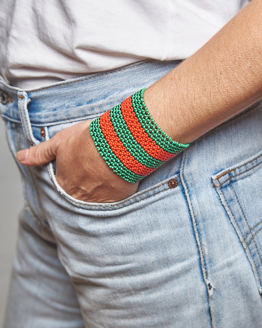 Pulseira Indígena Fio de Nylon e Miçanga Povo Kayapó