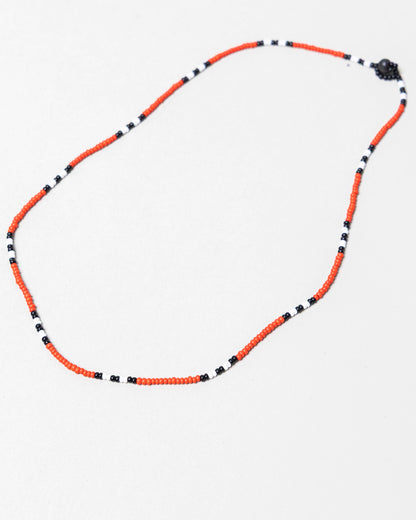 Colar Indígena de Miçanga Branco Preto Vermelho Povo Wai-Wai