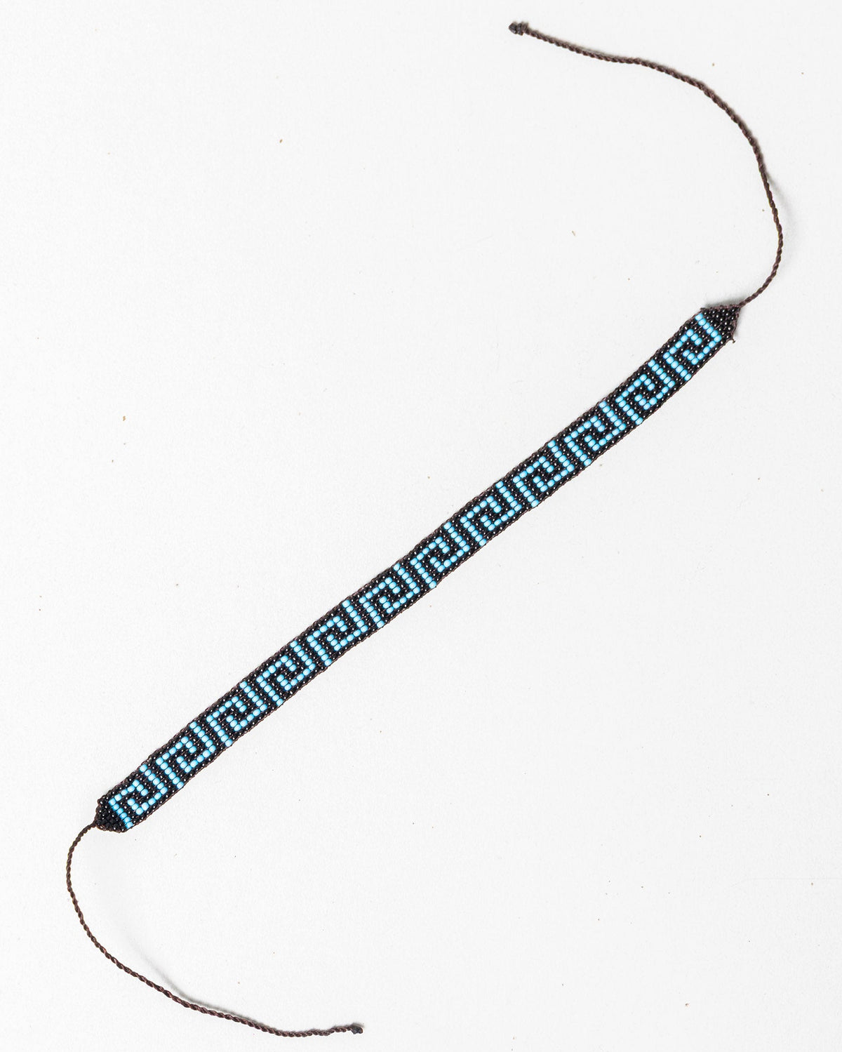 Pulseira Indígena de Miçanga Preta e Azul Ajustável Povo Wai-Wai