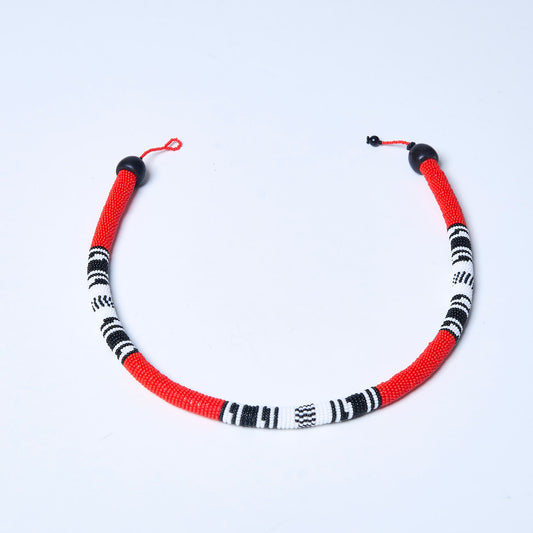 Colar  de Miçanga Coral Povo Waura