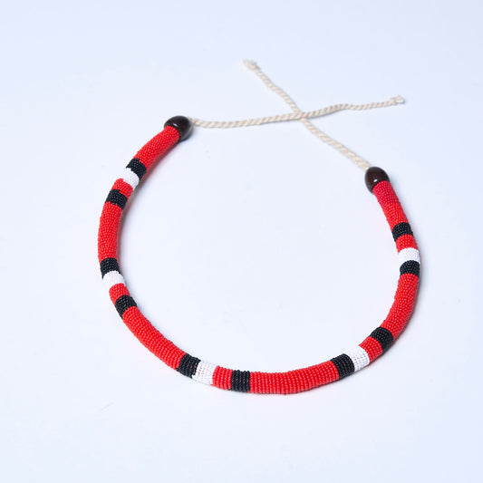 Colar  de Miçanga Coral Povo Waura