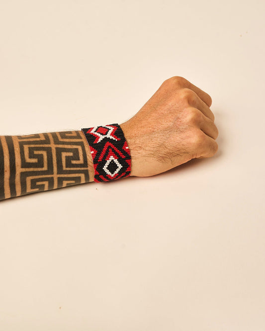 Pulseira Indígena Amarração de Miçanga Kayapó
