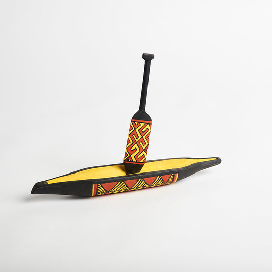 Canoa Decorativa em Miniatura Karajá