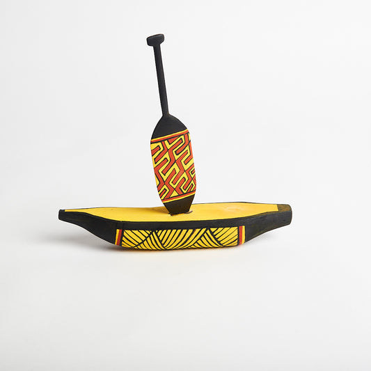 Canoa Decorativa em Miniatura Karajá