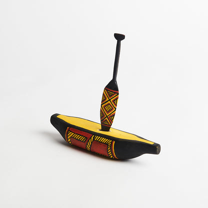 Canoa Decorativa em Miniatura Karajá