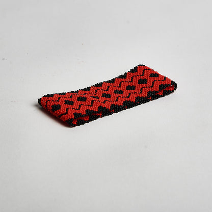 Pulseira de Miçanga Preta e Vermelha de Vidro Waura
